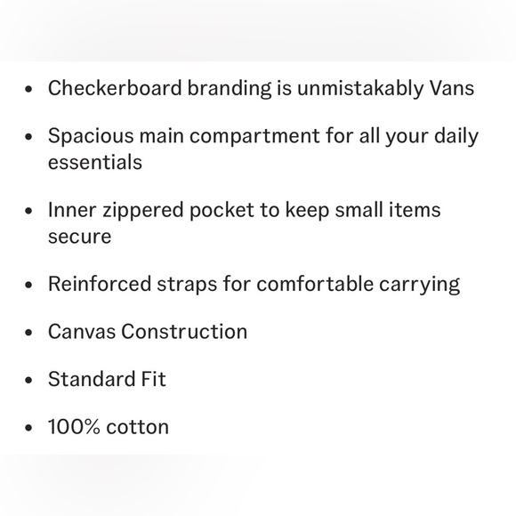 VANS Tell All zip Canvas Tote Bag - Picture 15 of 15